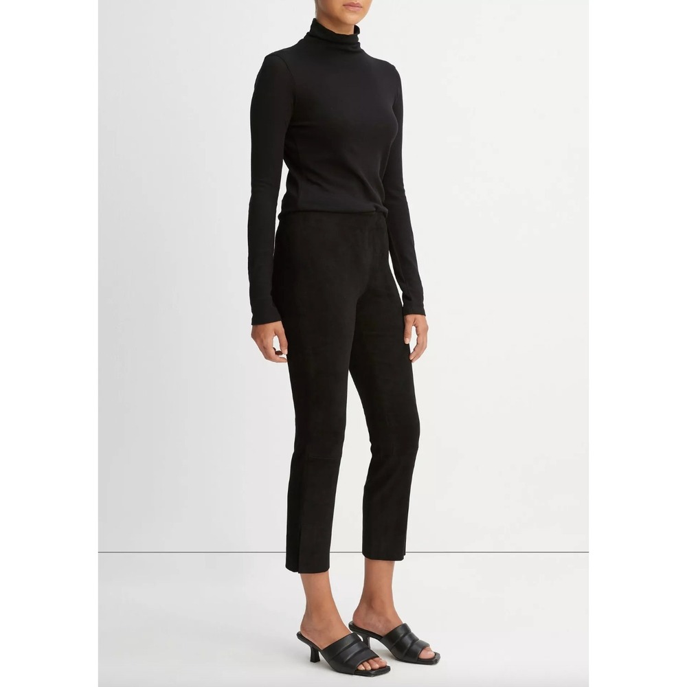 Vince Stretch Suede‎ Split Hem Crop Leggings XS Lamb Leather $995 NWT